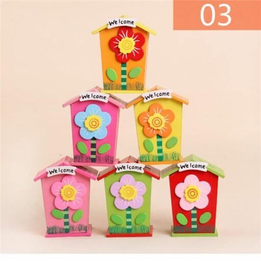Sandy Brown 1pc Wooden Money Saving Little House Flower Love Heart Animal Box Gift Novelties Toys
