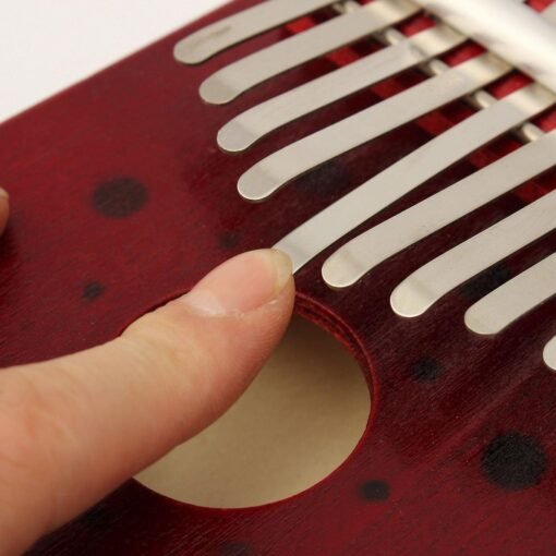Saddle Brown 10 Tone Red/Natural Color Portable Wood Kalimba Thumb Piano Finger Percussion