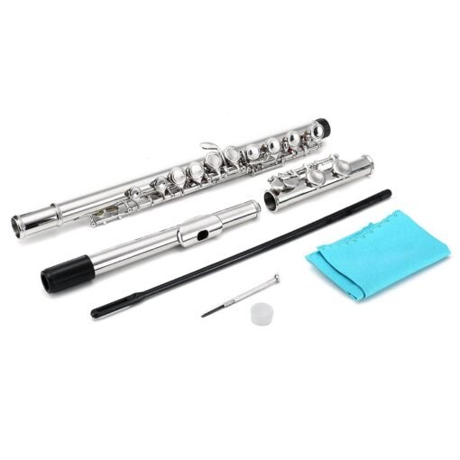 White Smoke 16 Holes C Key Colored Flute Nickel Plated Silver Tube Woodwind Instrument with Box