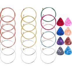 White Smoke 3 Sets Guitar Strings With Guitar Picks Wooden Folk Guitar Strings (a Set Of Red Copper Brass Color) For Acoustic Folk Guitar