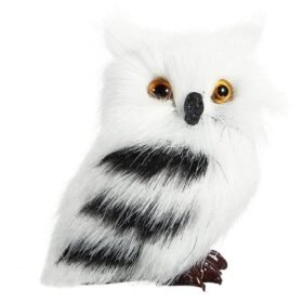 Beige 2 PCS Owl White Black Furry Christmas Ornament Decoration Toys Adornment Simulation