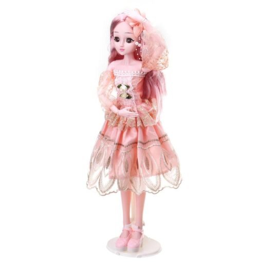 Light Pink 60CM Cute Princess Tisza Joint Movable Ball Doll Eyes Twinkle Function with Dress Set Toy for Children Gift