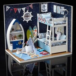 Cute Room Wooden DIY Handmade Assemble Miniature Doll House Kit Toy with LED Light Dust Cover for Gift Collection - Toys Ace