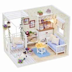 Cuteroom 1/24 Dollhouse Miniature DIY Kit With LED Light Cover Wood Toy Doll House Room Kitten Diary H-013 - Toys Ace
