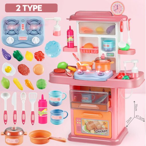 Sienna Dream Kitchen Role Play Cooking Children Tableware Toys Set with Sound Light Water Outlet Funtion