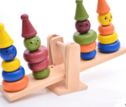 Wooden clown balance children puzzle ring kindergarten early childhood toy building blocks - Toys Ace