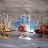 Steel Blue Mediterranean Sailing Music Box Gifts For The New Year Creative Wooden Sailboat Craft Gift Souvenirs