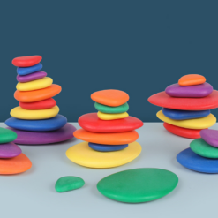 Wooden Rainbow Pebbles Stacked Blocks Hand Eye - Toys Ace