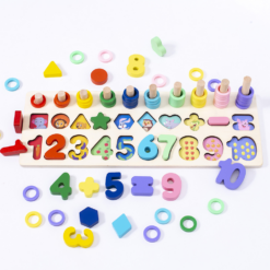 Wooden Educational Children'S Toy Three-In-One Color Number Shape Matching Puzzle - Toys Ace