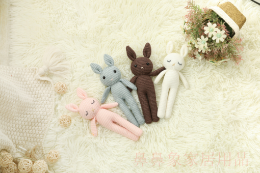 Newx Handmade Rabbit Crochet Wool Doll Animal Stuffed Plush Toy Baby Soothing Baby Sleeping Plush Toy Gifts for Kids Birthday
