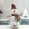 Christmas Decoration Plush Doll White Snowman Figurine Hooded Scarf - Toys Ace