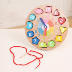 Wooden Colorful Numbers Cartoon Threading Clock - Toys Ace