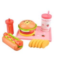 Wooden Burger Toy Strawberry Simulation Burger Hot Dog Group - Toys Ace