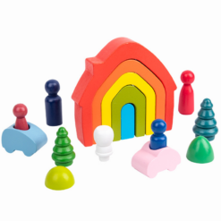Wooden Assembled Rainbow House Villain Barrel - Toys Ace