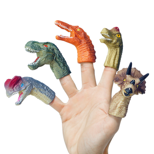 Dinosaur Finger Doll Tyrannosaurus Triceratops Toy Simulation Animal World Small Head Set Plastic Soft - Toys Ace