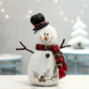 Christmas Decoration Plush Doll White Snowman Figurine Hooded Scarf - Toys Ace