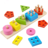 Montessori Geometric Shape Set Column Building Block Baby Intellectual Toy - Toys Ace