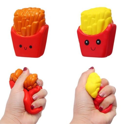 Cute Face Emoji French Fries Squishy 10CM Slow Rising Straps Pendant Soft Squeeze Scented Bread Toy - Toys Ace
