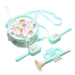 Pale Turquoise Baby Double-Sided Trumpet Sand Hammer Hand Drums Orff Musical Instruments Educational Toys