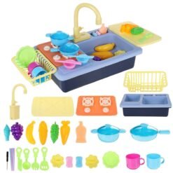 Coral Children's Kitchen Toy Kid Simulation Spray Water Dinnerware Pretend Play Cooking Table Set Gifts