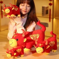 Dark Red Creation Of New Year Of the Ox Mascot Plush Toy