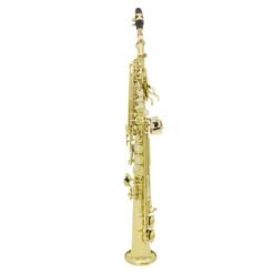 Tan Brass Straight Soprano Sax Saxophone Bb B Flat Woodwind Instrument Natural Shell Key Carve Pattern with Carrying Case