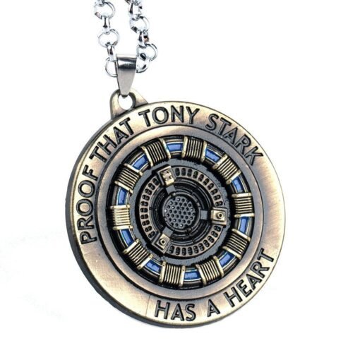 Dim Gray Iron Tony MK1 Reactor Keychain Necklace Energy Block Core Alloy Pendant Movie Peripheral Toys