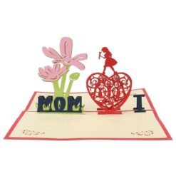 Bisque Creative Red Paper Carving 3D Card ThanksGiving Day Gift For Families Toys