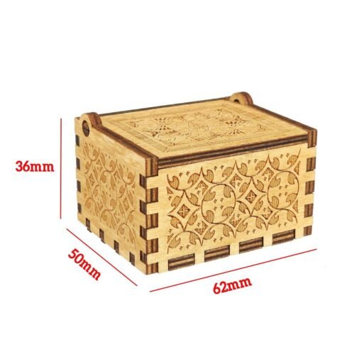 Tan Hand Crank Wooden Engraved Theme Music Box Musical Accessories for Music Enthusiast
