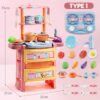 Coral Dream Kitchen Role Play Cooking Children Tableware Toys Set with Sound Light Water Outlet Funtion