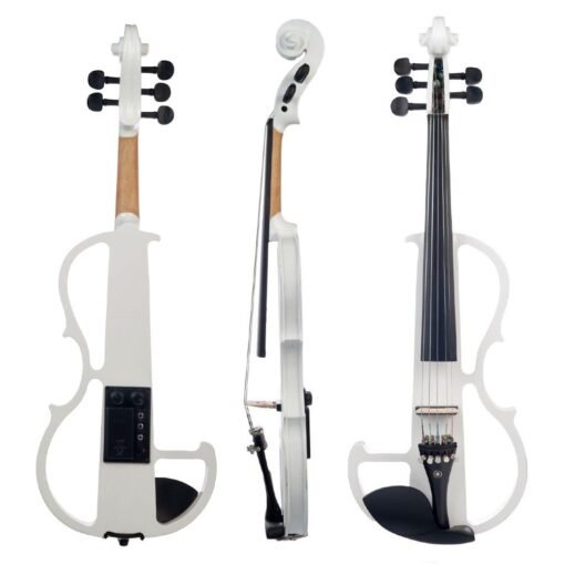 Light Gray NAOMI 4/4 Full Size Electric Violin Fiddle 5 String Silent Violin Accessories