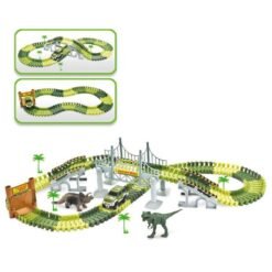 Dinosaur electric track car toy DIY assembly double - layer puzzle toy - Toys Ace