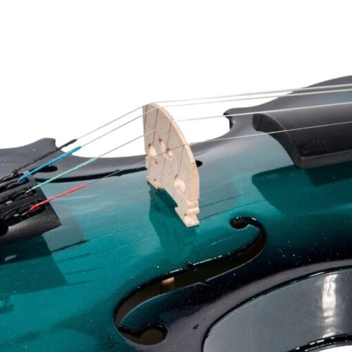 Steel Blue NAOMI 1/8 blue Black Gradient Solid Wood Violin with Violin Bag