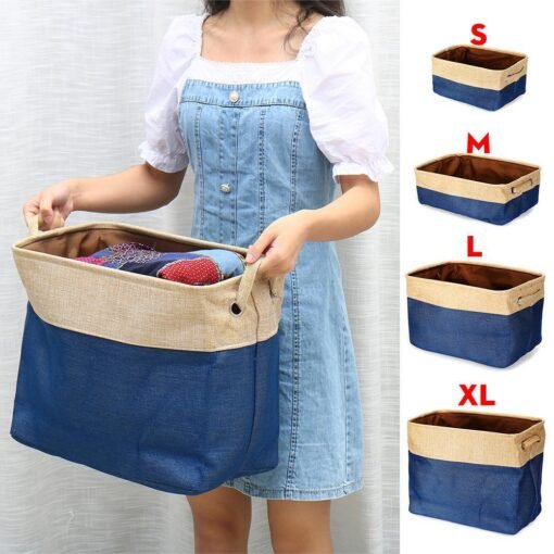 Cadet Blue Eight Kinds of Cotton & Linen Blue/Grey Storage Basket Without Cover for Kid Toys