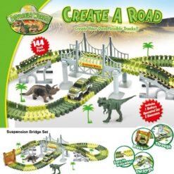 Dinosaur electric track car toy DIY assembly double - layer puzzle toy - Toys Ace