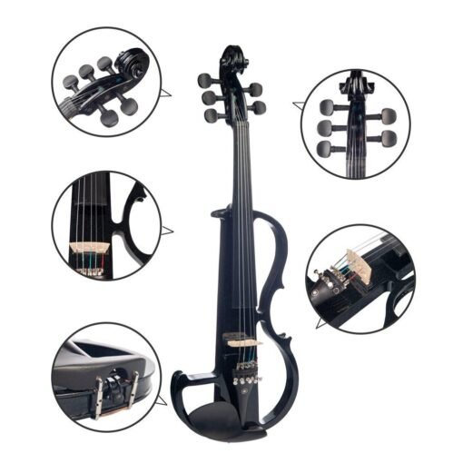 Dark Slate Gray NAOMI 4/4 Full Size Electric Violin Fiddle 5 String Silent Violin Accessories