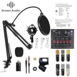 Dark Slate Gray GAM-800P Microphone Condenser Sound Recording Microphone With V8 Sound Card For Radio Braodcasting Singing Recording KTV Karaoke Mic