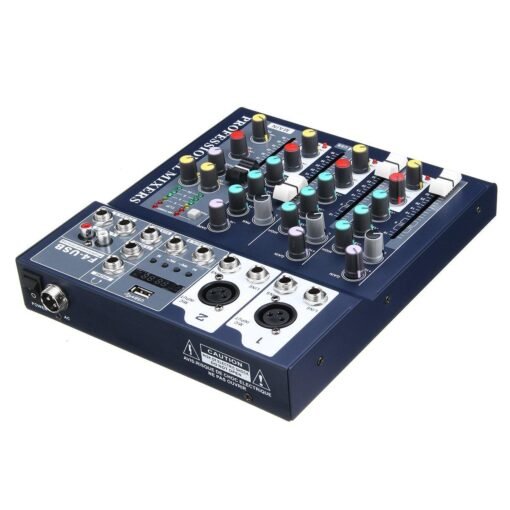 Dark Slate Gray J.I.Y F4 4 Channel USB Bluetooth Audio Mixer with Reverb Effect for Home Karaoke Live Stage Performance