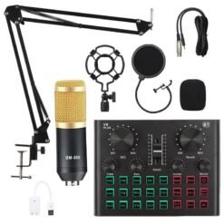 Dark Khaki BM800 Pro Condenser Microphone Kit with V8 Plus Muti-functional Bluetooth Sound Card