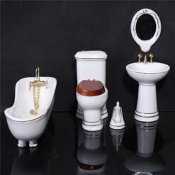 Dollhouse Miniature Ceramic Bathroom Set Supplies Suites 1:12 Scale Kids Gift - Toys Ace