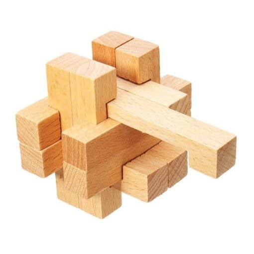 White Kong Ming Lock Toys Children Kids Assembling 3D Puzzle Cube Challenge IQ Brain Wooden Toy