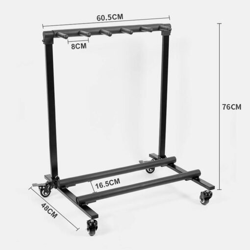 Black Multiple Guitar Holder Rack Detachable Portable Multi Guitars Stand More Than 3 Holders with Wheels for Acoustic Electric Bass Guitars