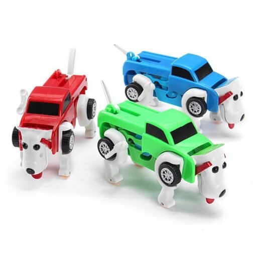 Medium Sea Green Automatic Transformation Dog Car Vehicle Clockwork Winding Up For Kids Christmas Deformation Gift