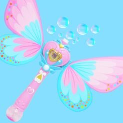 Light Sky Blue Electric Magic Wing Wand Automatic Soap Bubble Blowing Blower with Light Music Funny Novelties Toys For Kids Gifts