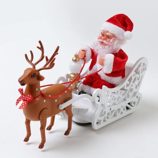 Riding Deer Santa Claus Doll Walking Music Doll Santa Claus Music Deer Cart Gift