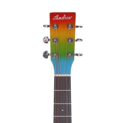 Olive Drab Andrew 41 Inch Mahogany Laser Engraving Sound Hole Rainbow Color Acoustic Guitar for Guitar Player