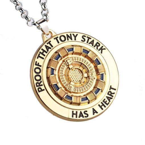 Tan Iron Tony MK1 Reactor Keychain Necklace Energy Block Core Alloy Pendant Movie Peripheral Toys