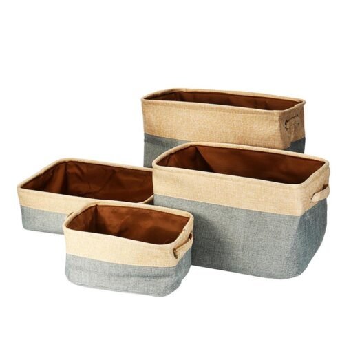 Dark Red Eight Kinds of Cotton & Linen Blue/Grey Storage Basket Without Cover for Kid Toys