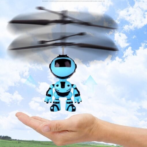 Alice Blue Mini LED Light Up Infrared Induction Drone Rechargeable Flying Unicorn Toy Hand-controlled Toys for Kids Gift