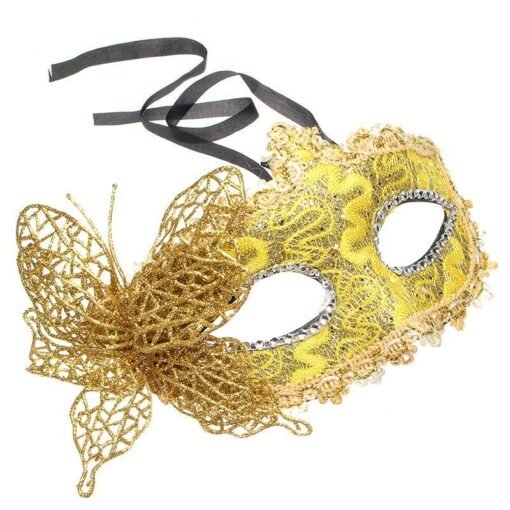 Dark Khaki Halloween Costumes Butterfly Gold Mask Masquerade Party DIY Drawing
